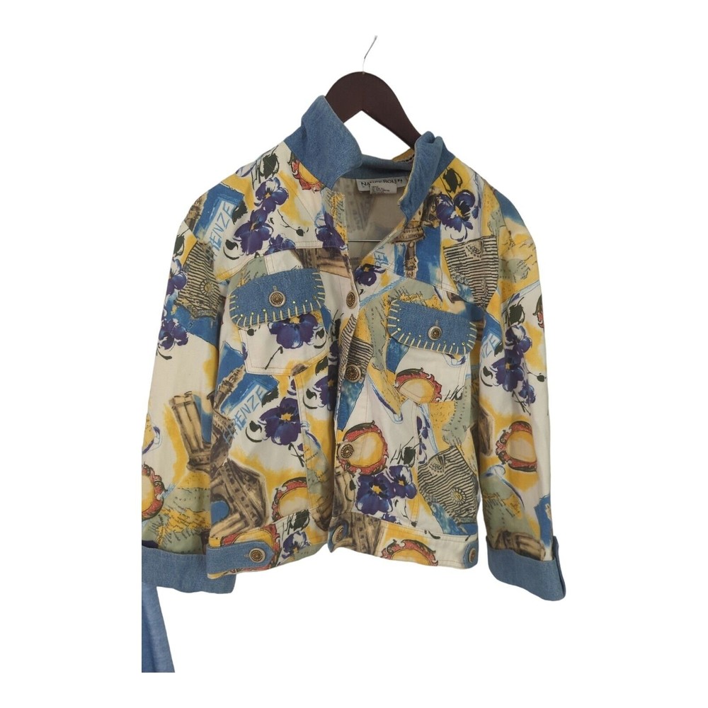 VTG Art-to-Wear Floral Italy Button Up Jacket Sz 12 USA Nancy Bolen City Girl